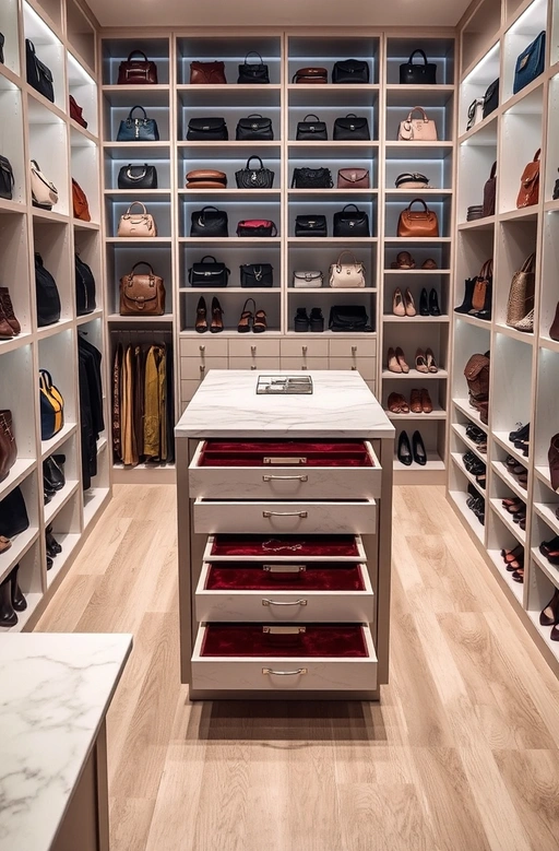 Integrated Island walk-in closet